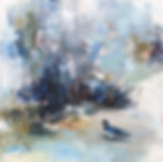 Atmospheric original contemporary acrylic painting of butterflies and butterfly by Tracey Lane Atlanta artist