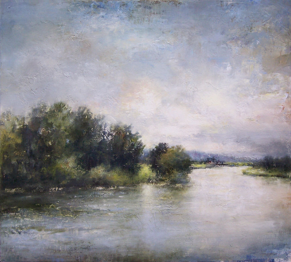 Atmospheric original contemporary acrylic painting of landscape by Tracey Lane Atlanta artist
