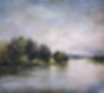 Atmospheric original contemporary acrylic painting of landscape by Tracey Lane Atlanta artist