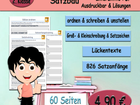 Satzbau Satzgestaltung Deutsch 2.Klasse