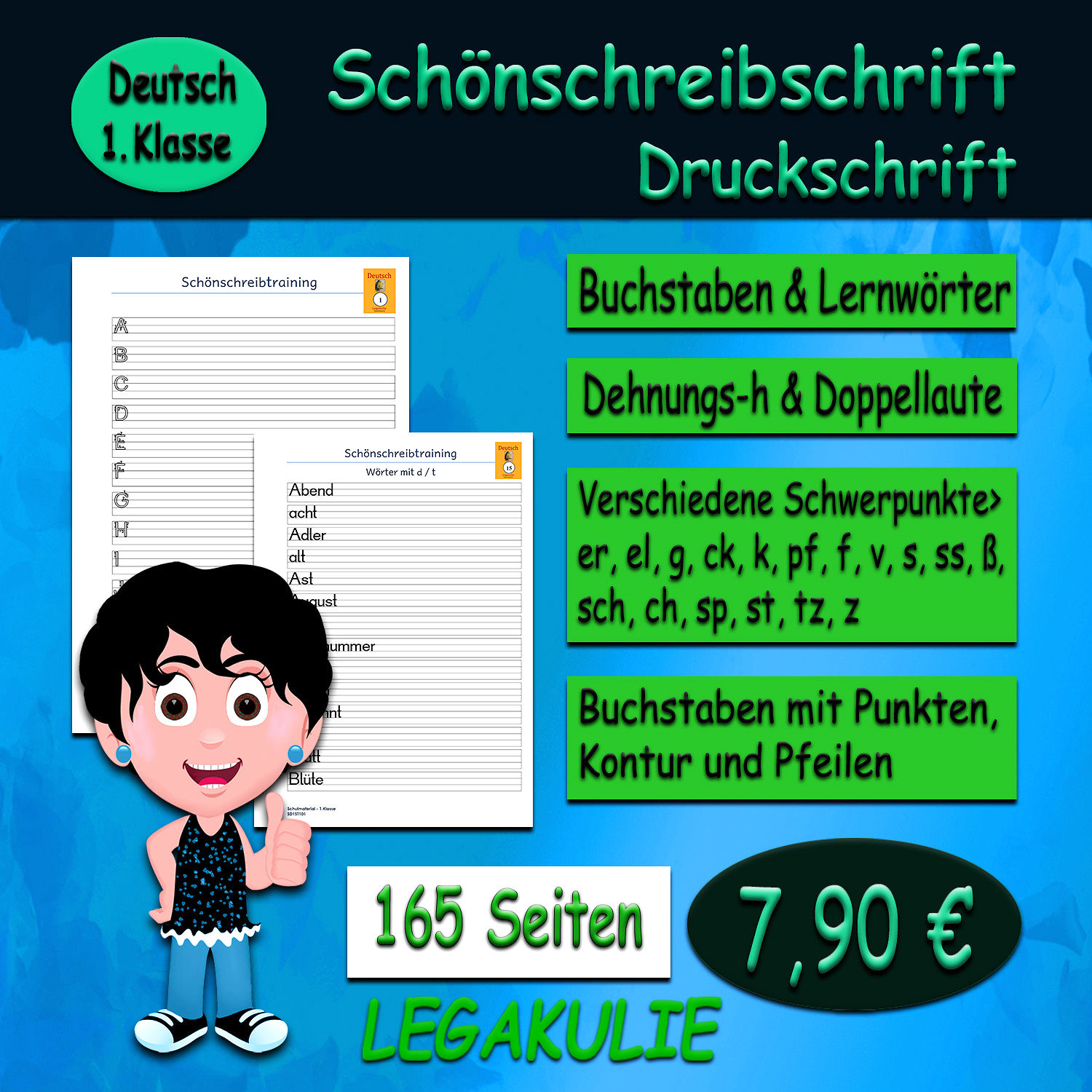 Deutsch 1. Klasse - Schönschreibtraining Buchstaben - Lernwörter