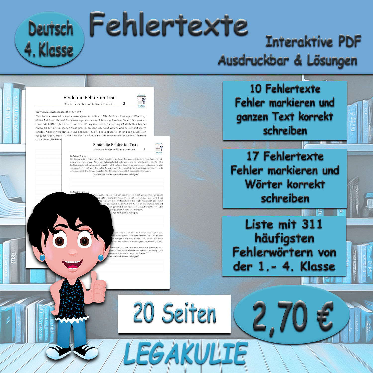 Fehlertexte Deutsch 4.Klasse - Unterrichtsmaterial Legakulie