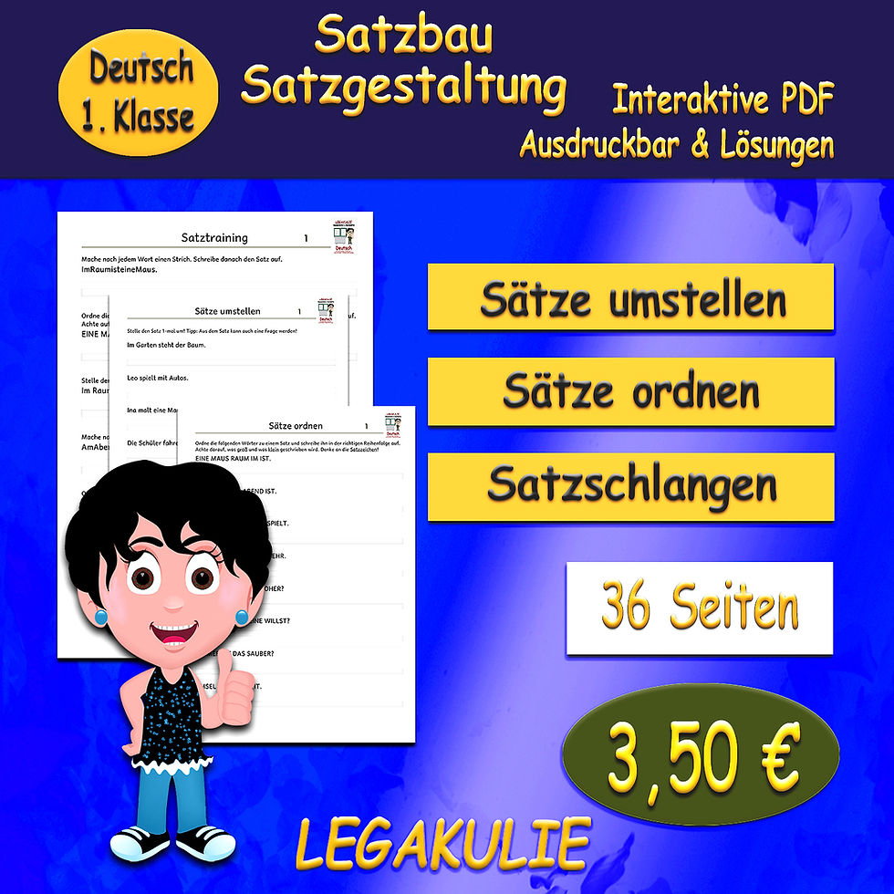 Satzbau Satzgestaltung Deutsch 1.Klasse