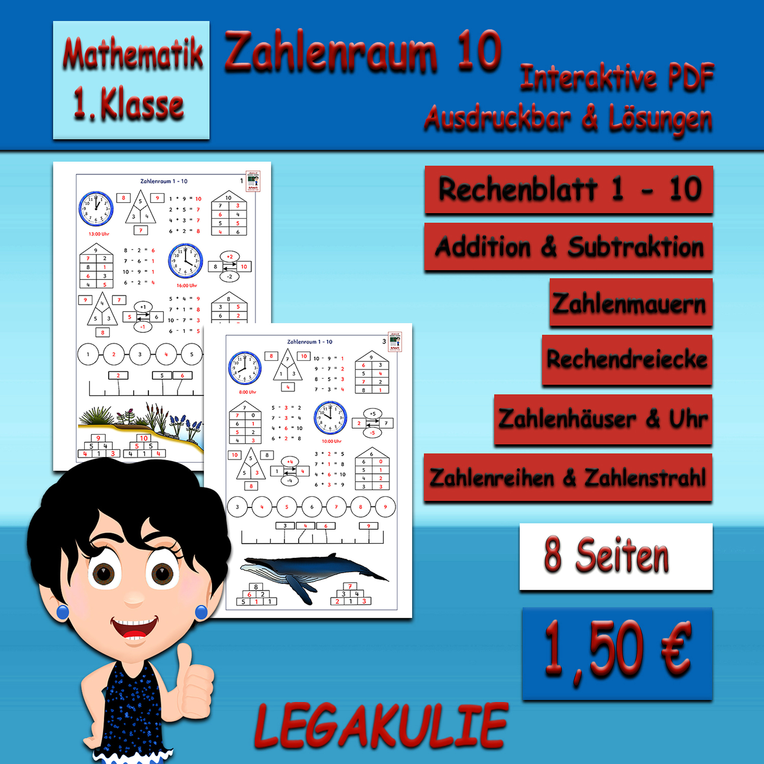 Rechenblatt Zahlenraum 1-10 Mathematik Unterrichtsmaterial