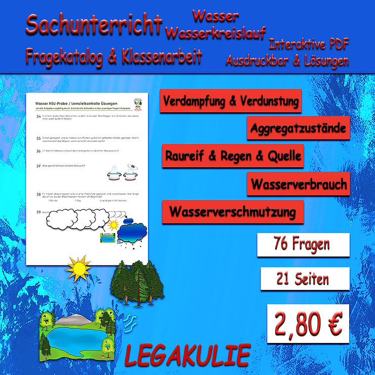 Wasser Wasserkreislauf Klassenarbeit