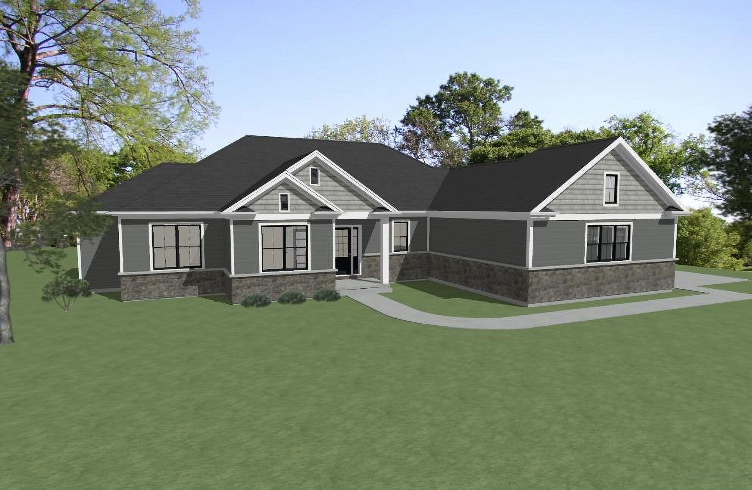 Three dimensional view of front of home