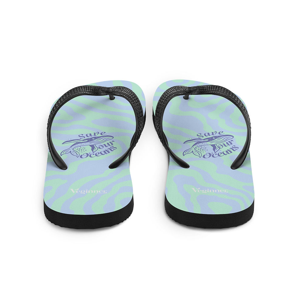 Thumbnail: "Save Our Oceans" Eco-Friendly Flip Flops Rubber Sole Eco-Friendly