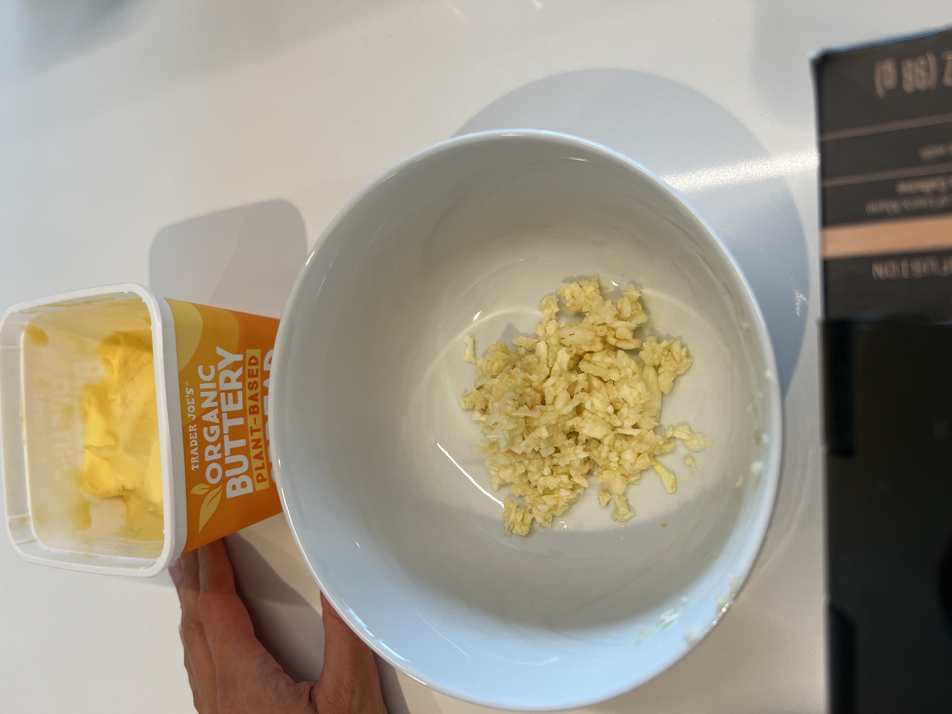 plant butter and minced garlic