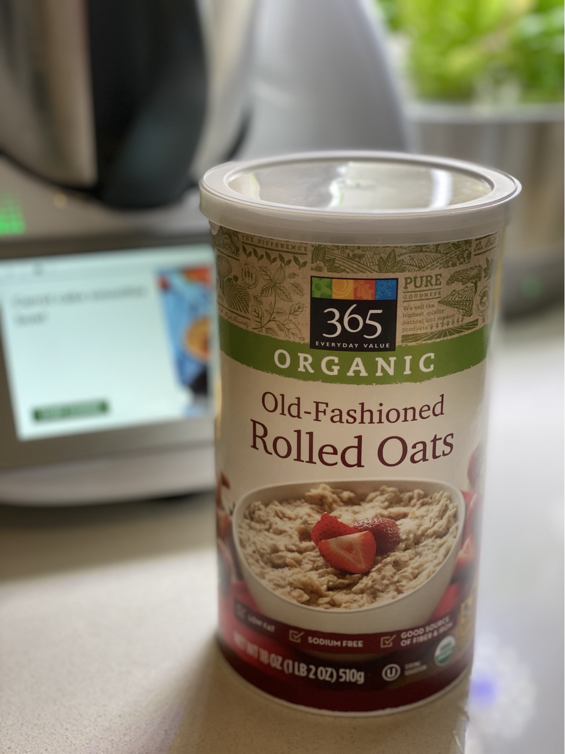 Rolled Oats Container on table
