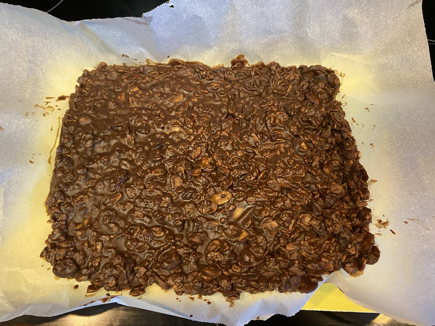 Chocolate Rice Crispy in pan