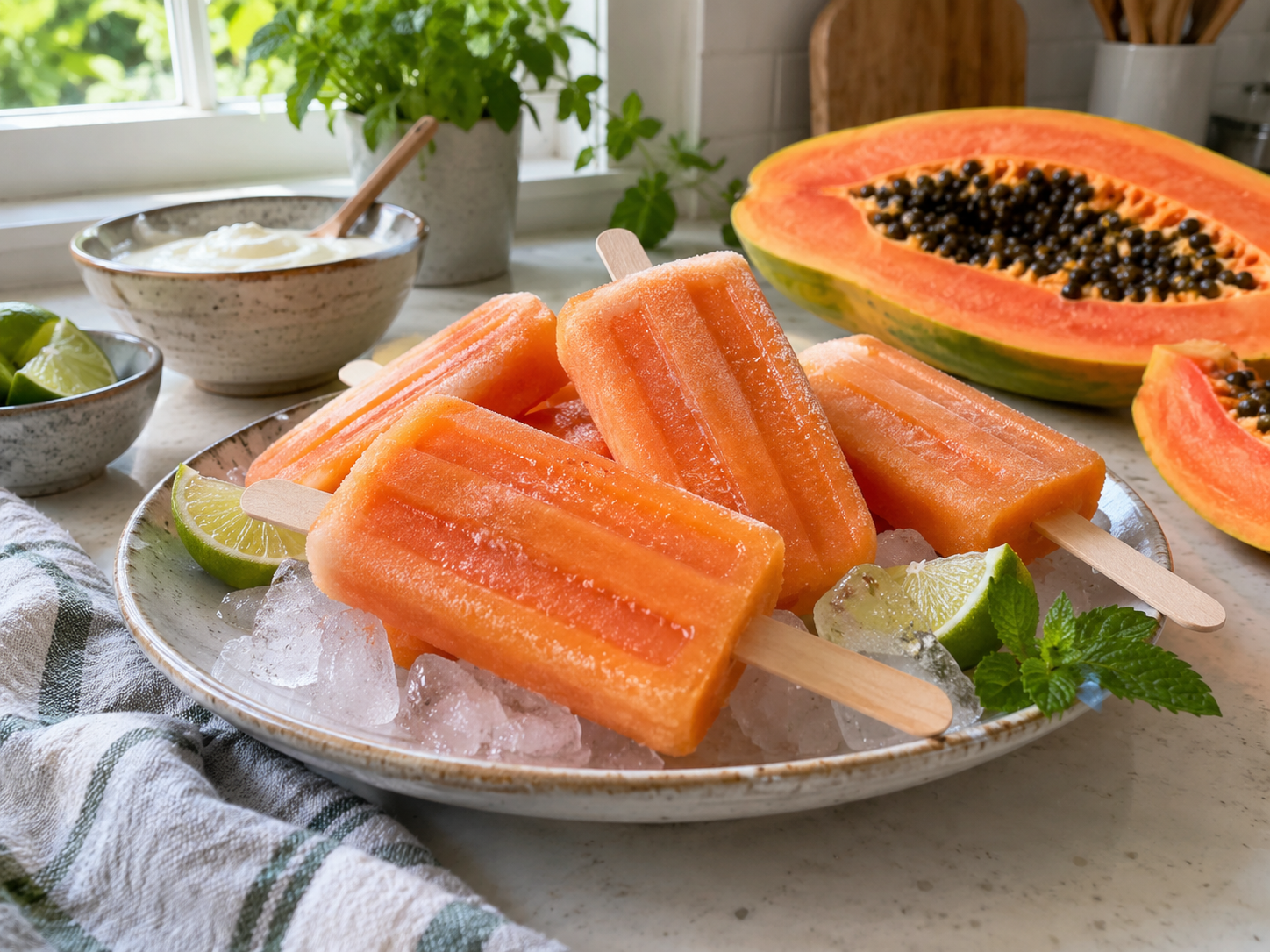 Coconut Papaya Popsicles