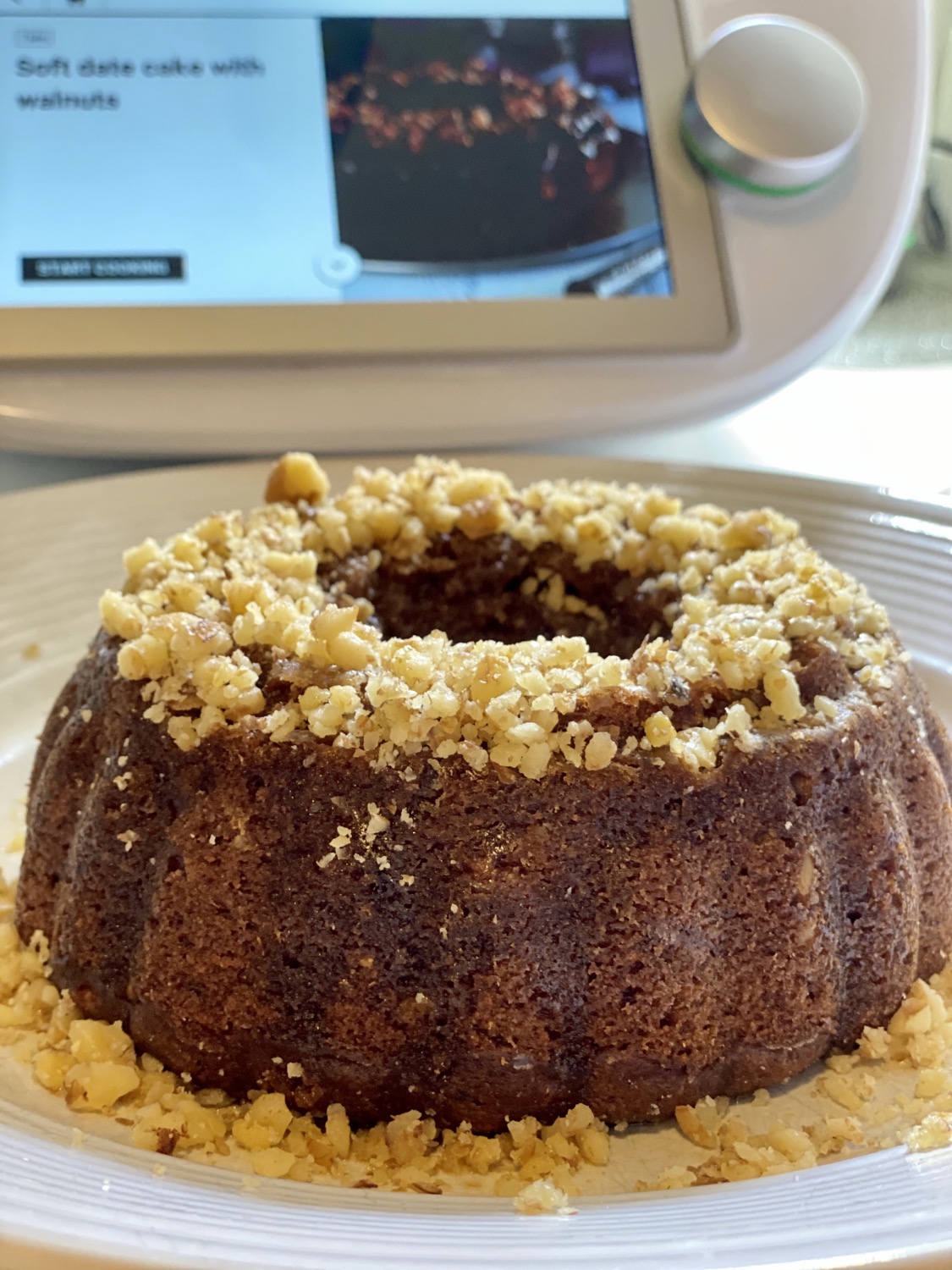 Soft Walnut Date Cake Vegan. Plant Based