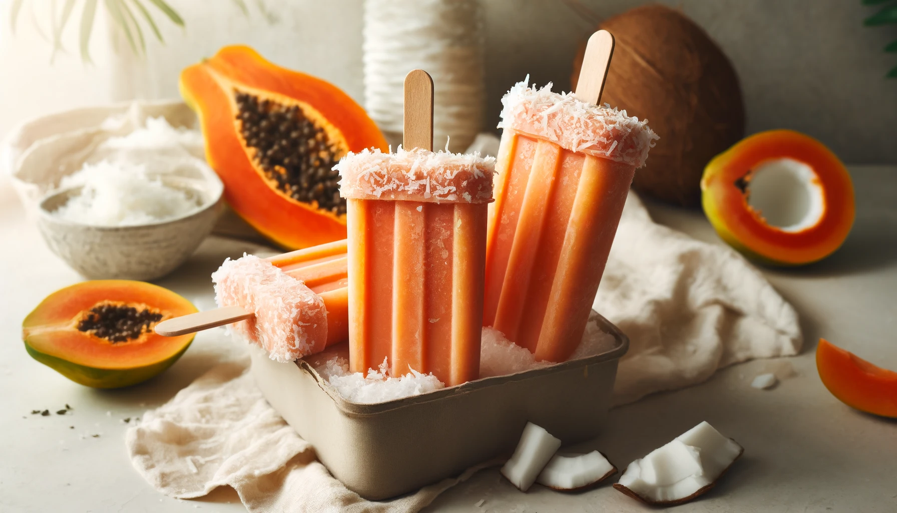 Coconut Papaya Popsicles