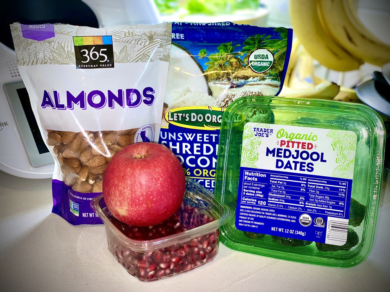 Ingredients for fruit & nut salad