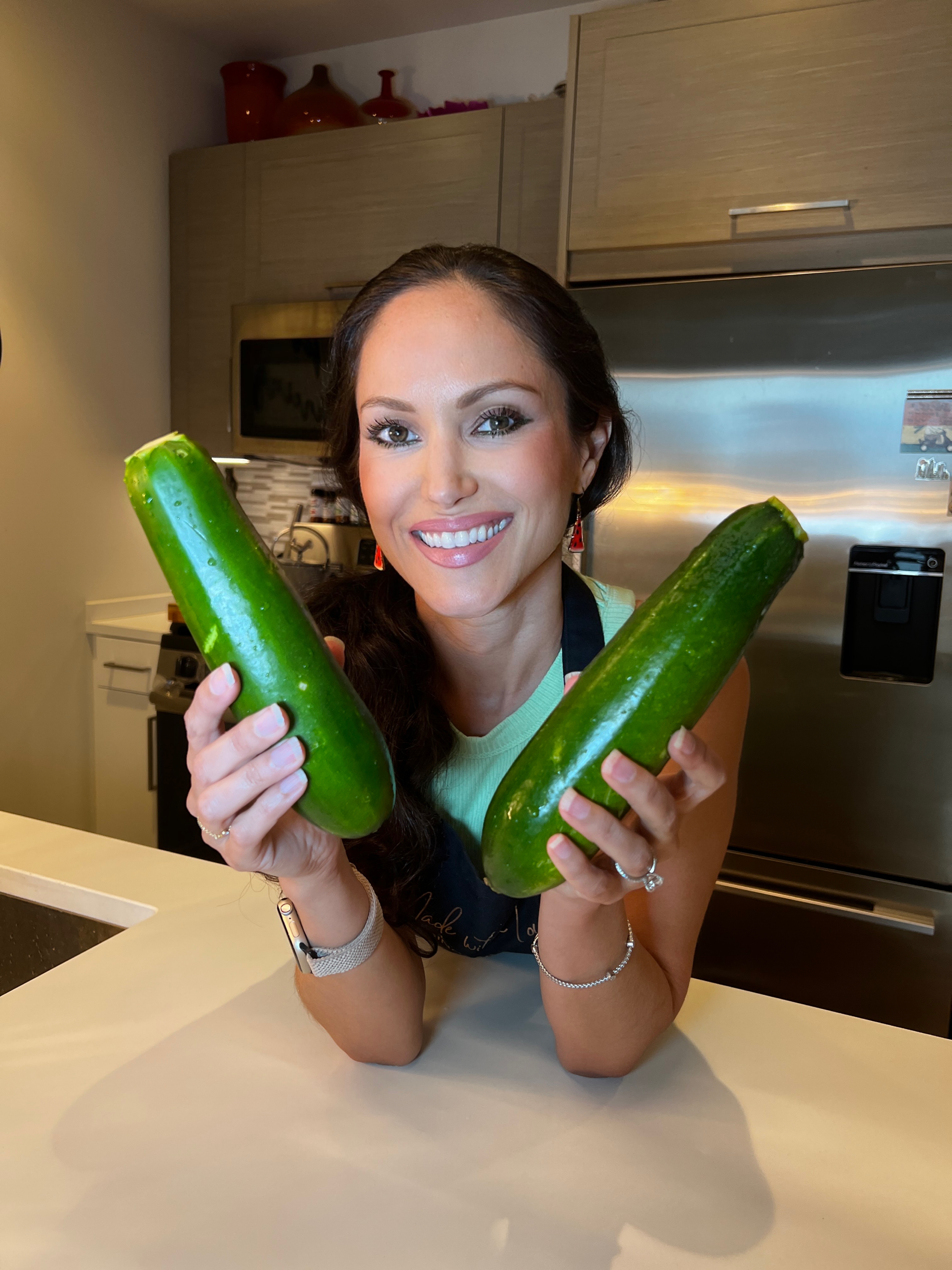 two fresh zucchinis