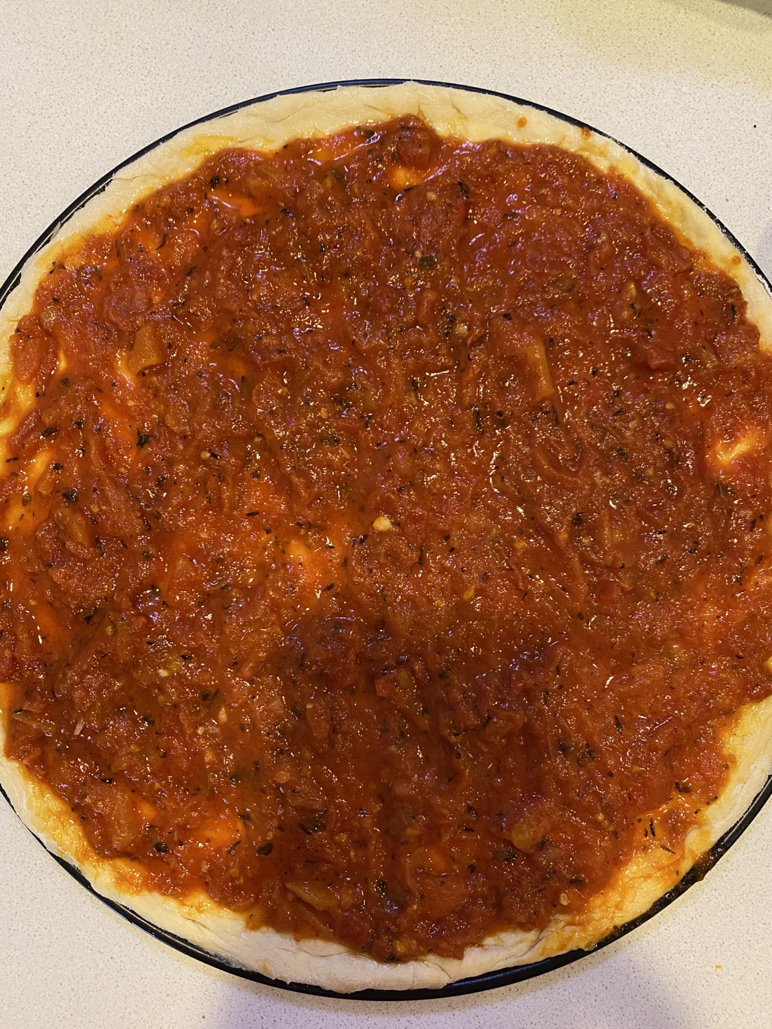 Pizza Sauce on dough