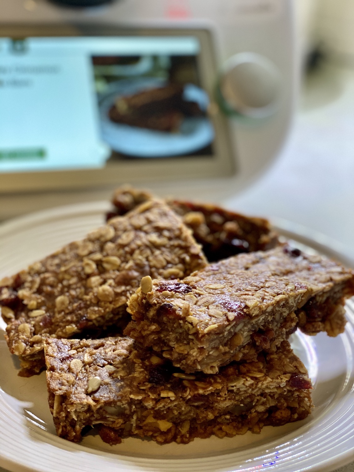 Chewy Cinnamon Apple Bars on plate