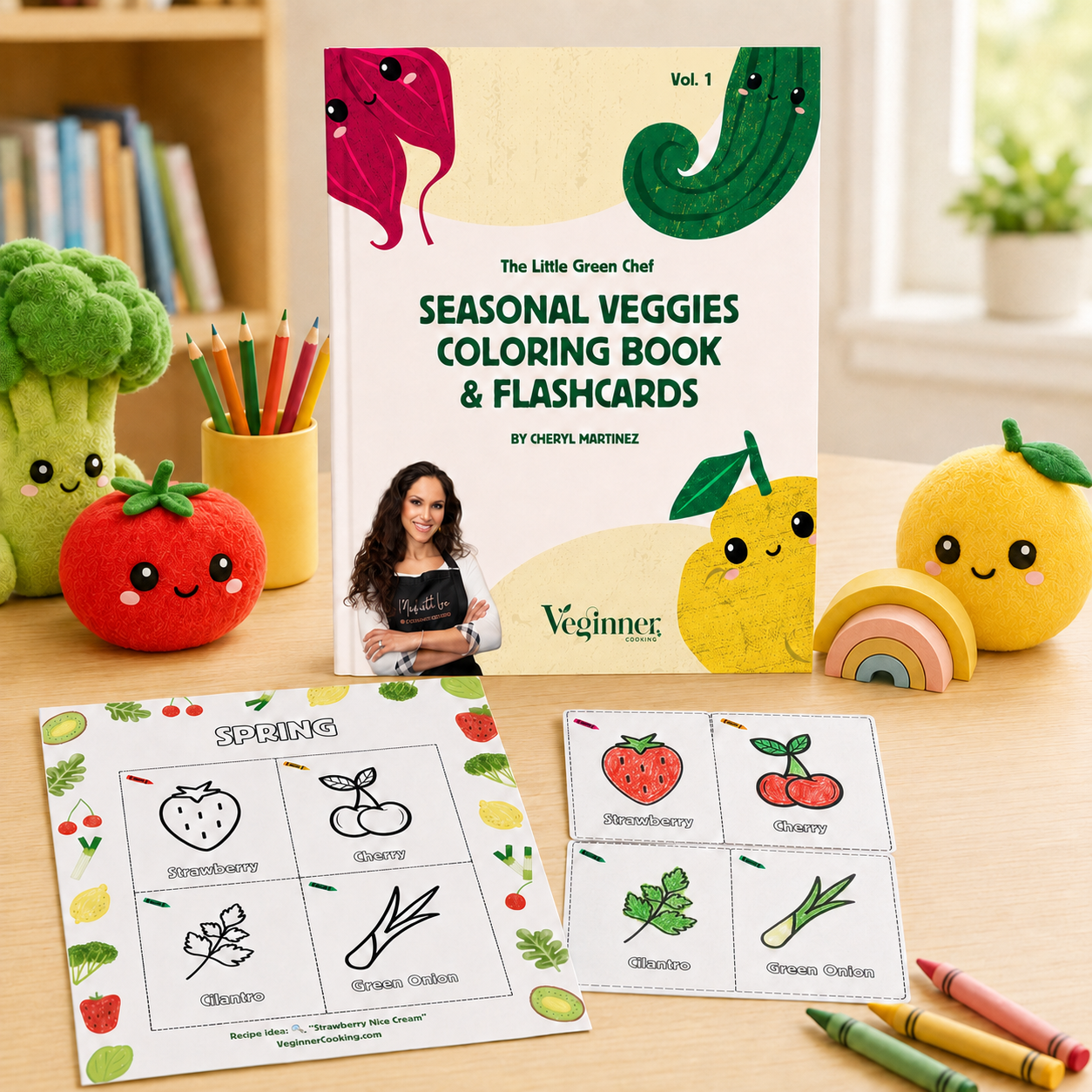 'The Little Green Chef' Seasonal Produce Coloring Book & Flashcards