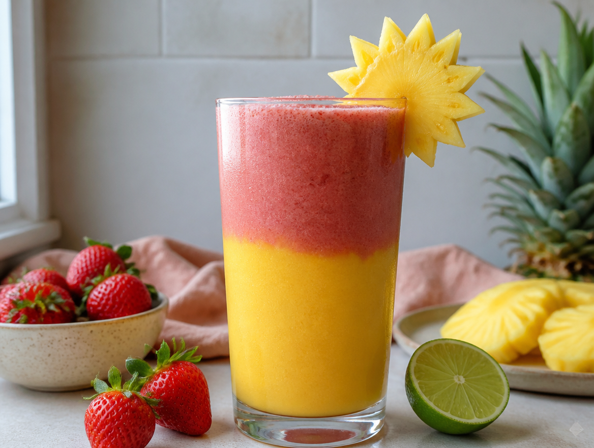 Two-Tone Tropical Sunrise Smoothie