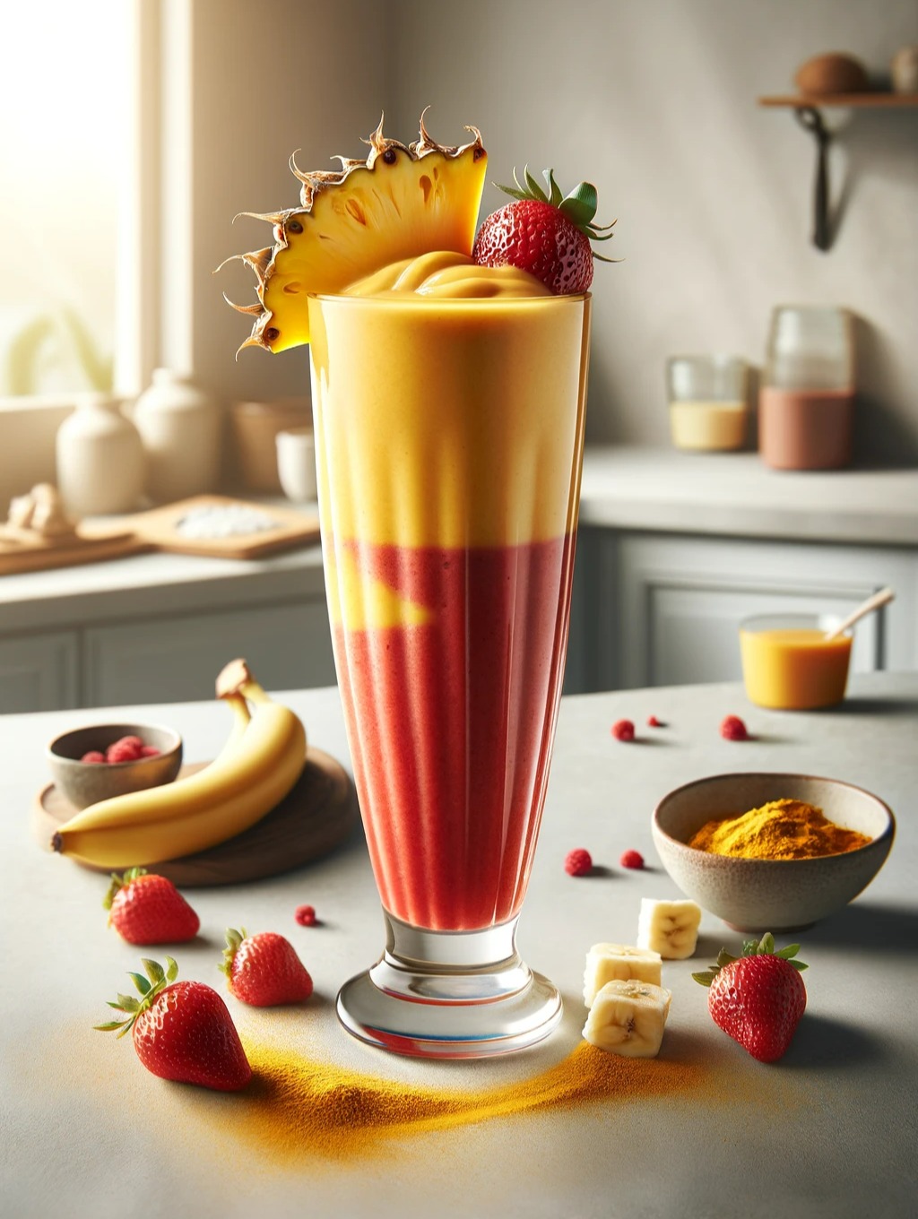 two-tone tropical sunrise smoothie