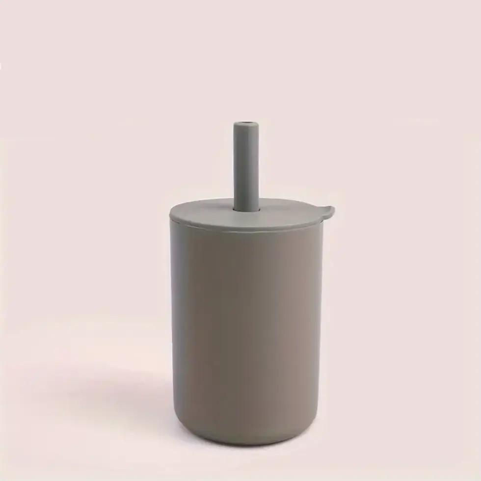 Gobelet avec paille en silicone - kaki
