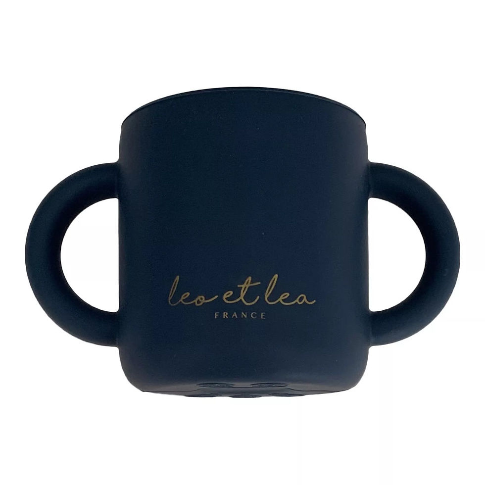 Tasse d'apprentissage en silicone avec deux anses bleu