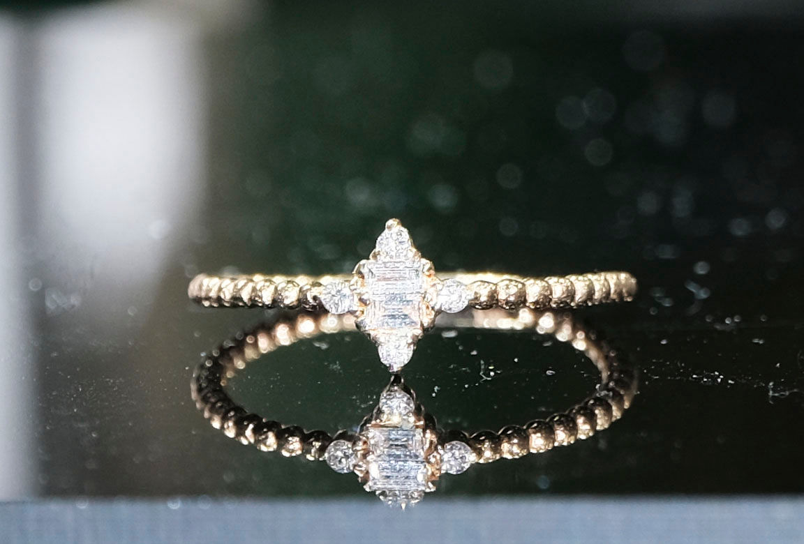 Art Deco Diamond Ring , Baguette Diamond Ring
