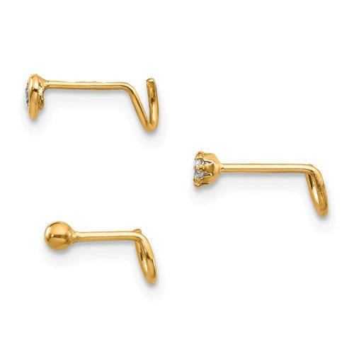 Thumbnail: 10k Set Of 3 CZ Nose Studs