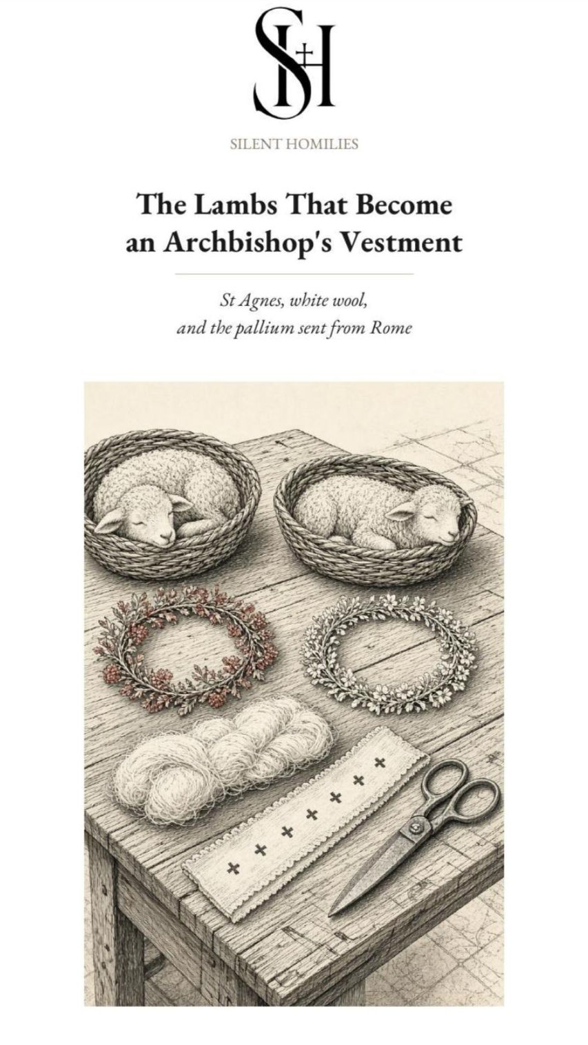 St Agnes, white wool, and the pallium sent from Rome