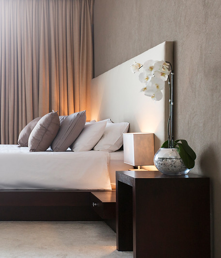 bedroom with curtains