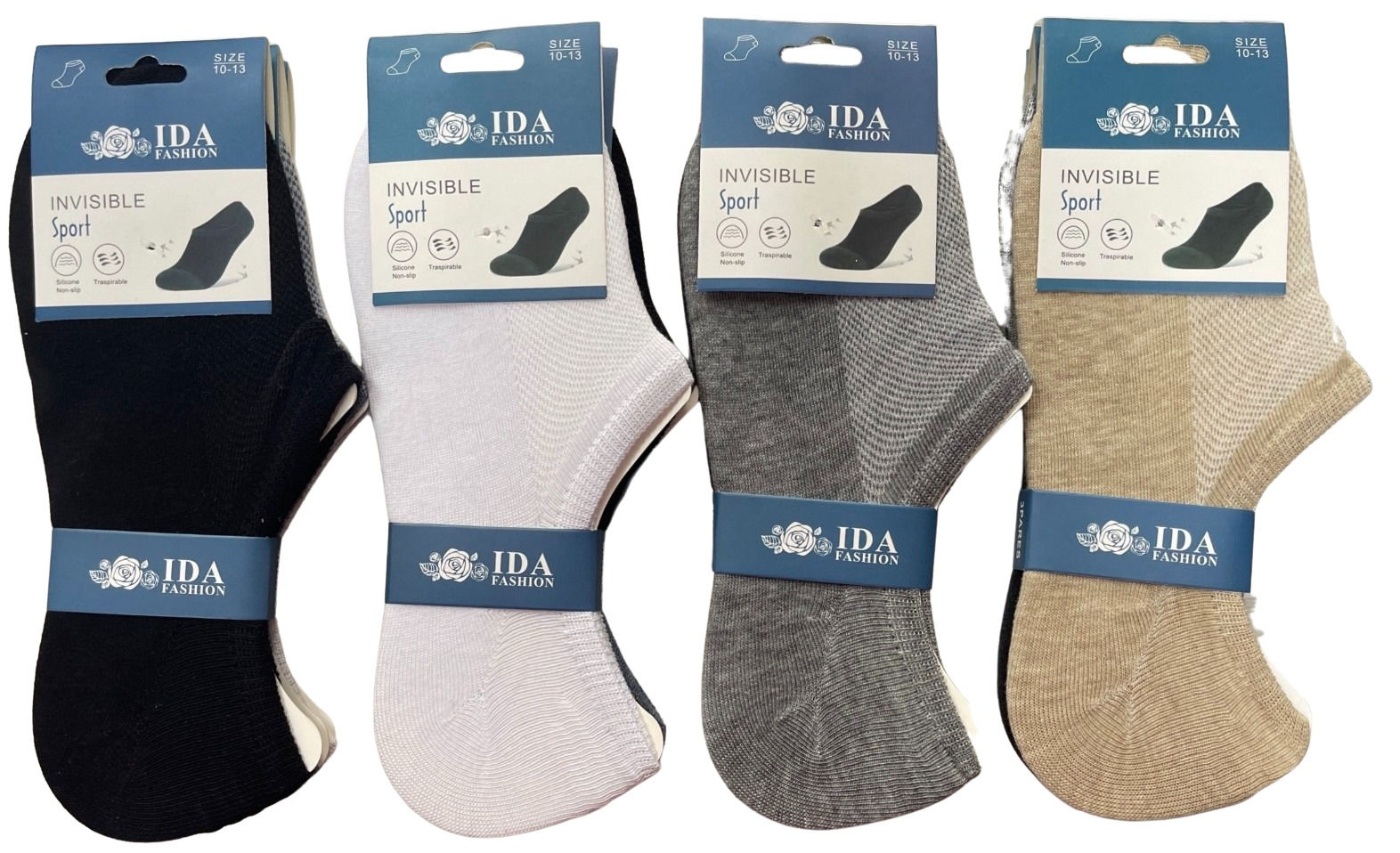IDA Aldult Non Slip No Show Boat Liner Invisible Low Cut Thin Socks A8058