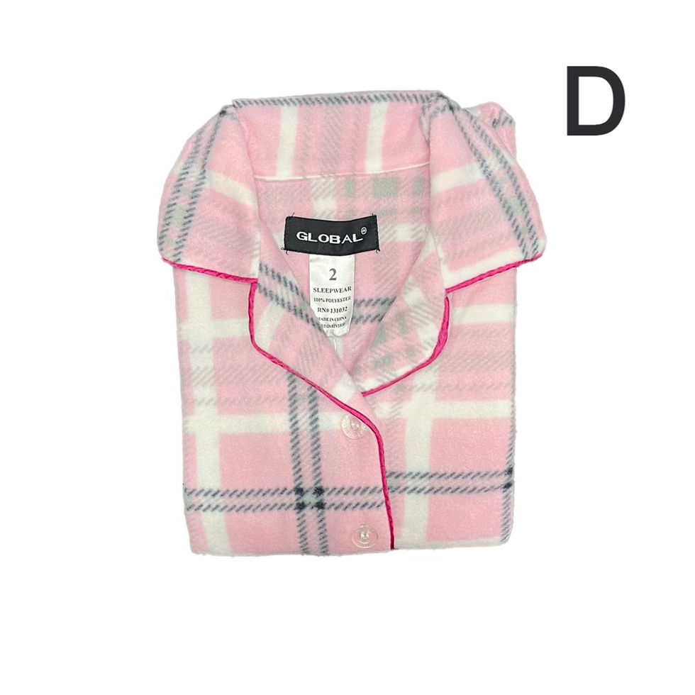 Thumbnail: Girl Flannel Long Sleeve Pajama Set