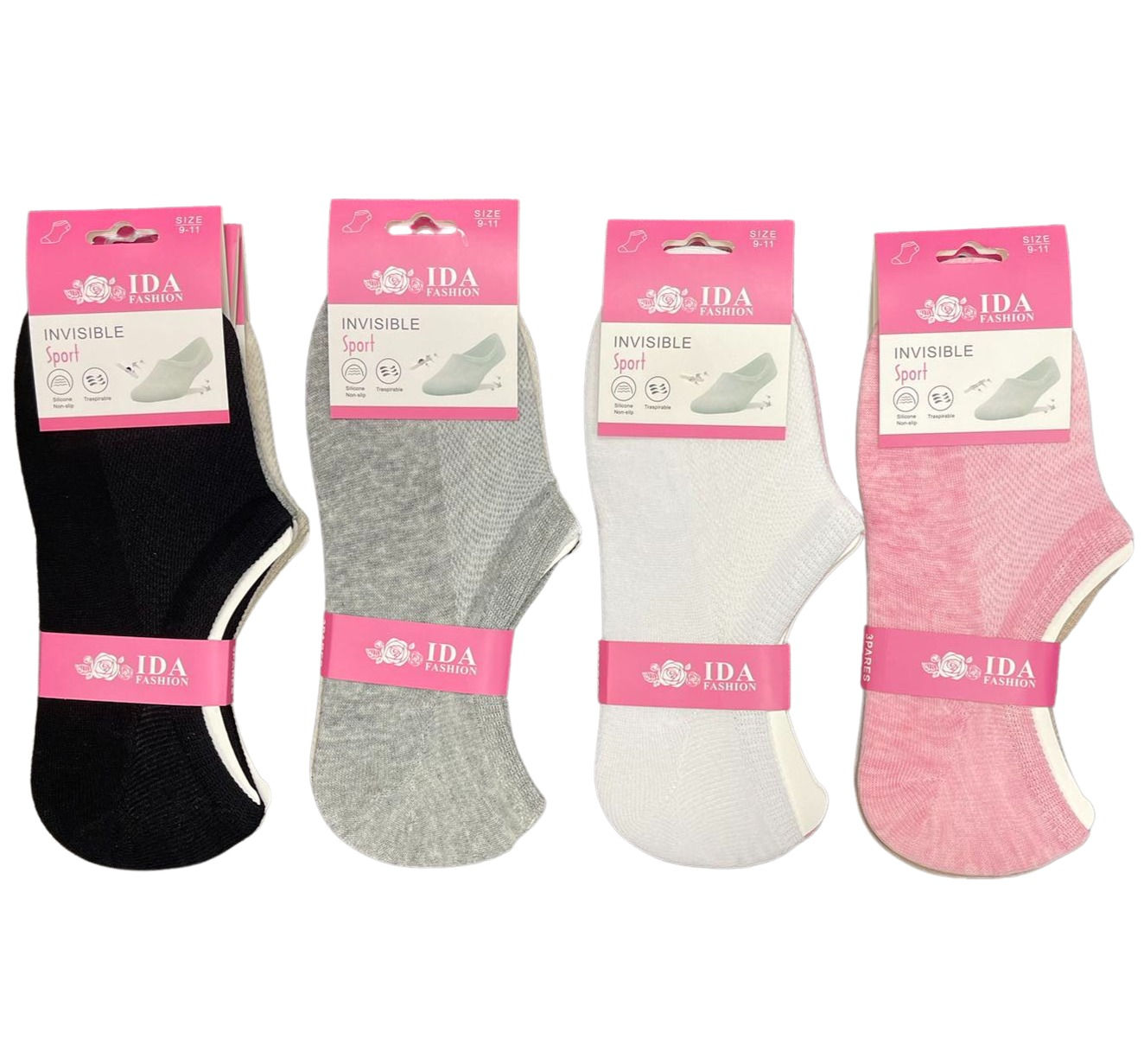 IDA Aldult Non Slip No Show Boat Liner Invisible Low Cut Thin Socks A7058