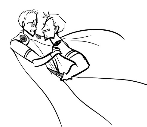 hand drawn image of Brutus stabbing Julius Caesar