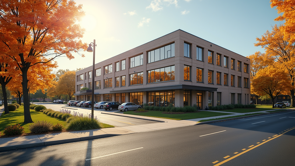 High angle view of a Massachusetts housing authority office building