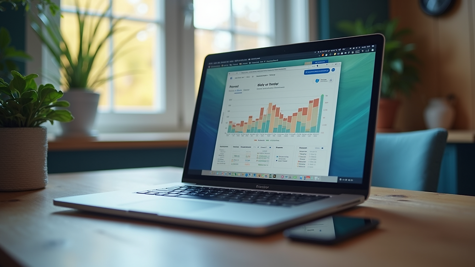 Eye-level view of a laptop displaying real estate market data