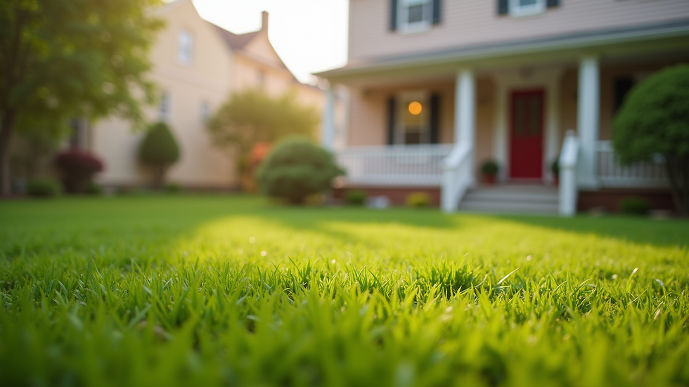 Close-up view of a well-maintained rental property lawn