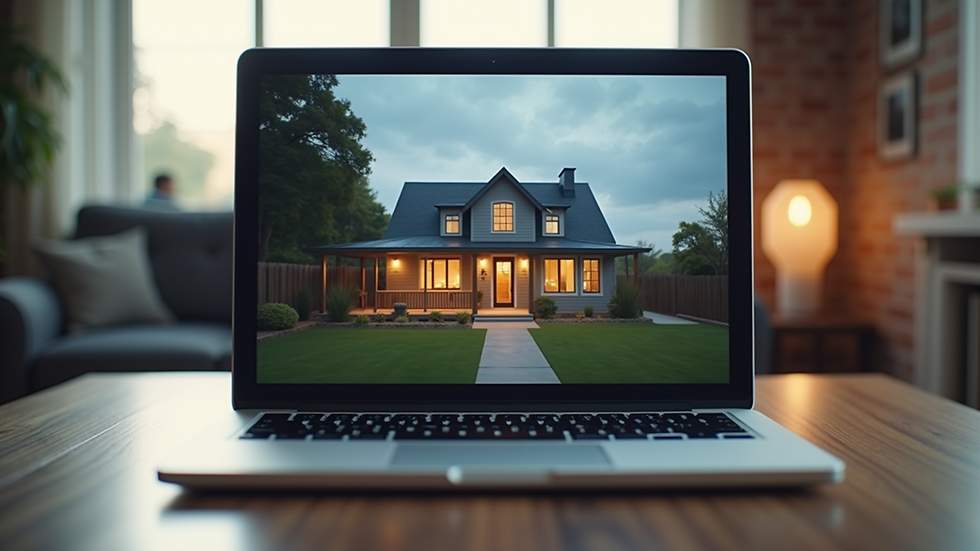 Eye-level view of a laptop displaying a real estate investment video tutorial