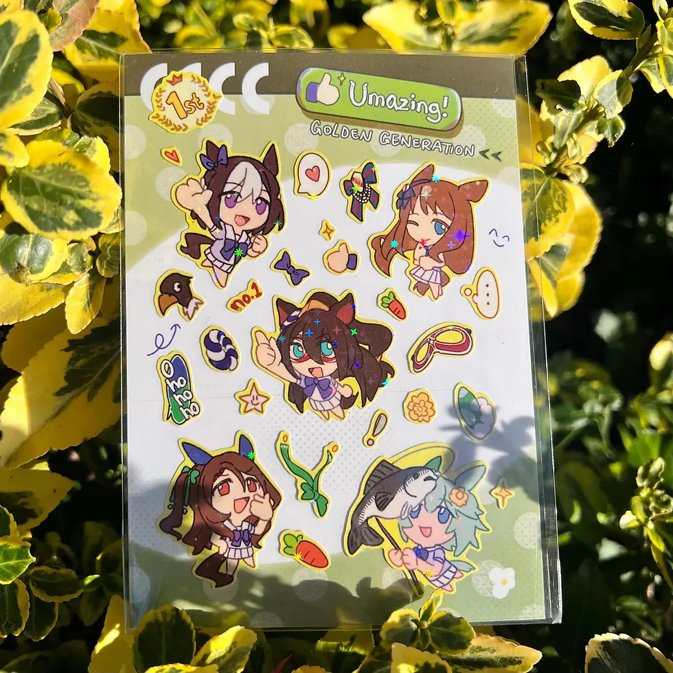 Thumbnail: UMAZING Sticker Sheets | 4” x 6” sparkling chibi umamusume stickers