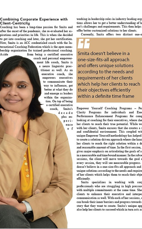 Executive Coach Smita D Jain in Silicon India