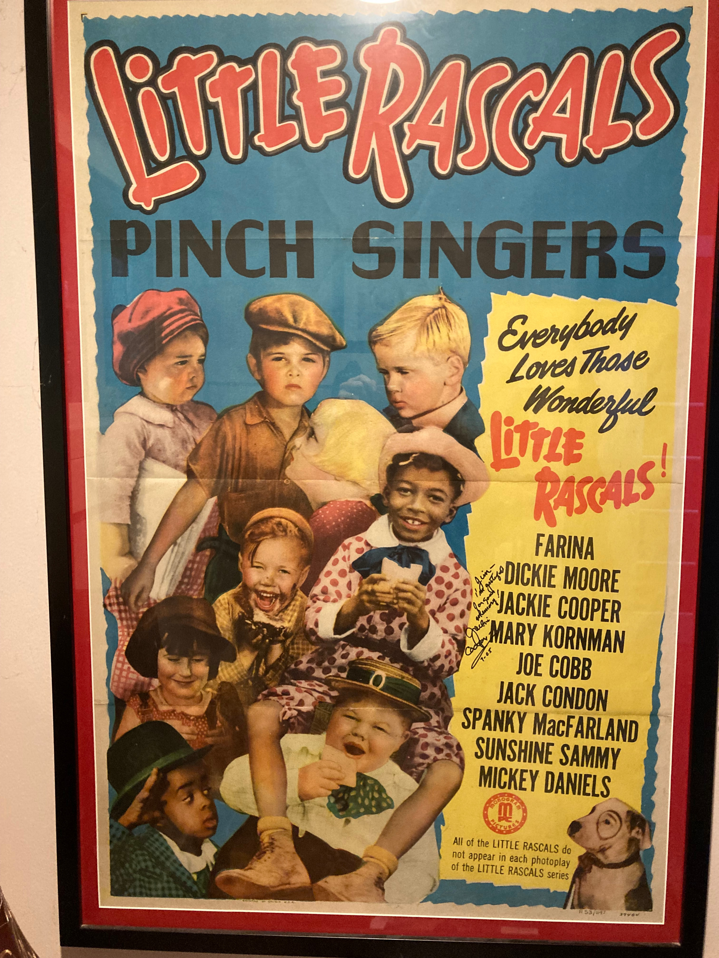 Little Rascals Pinch Singers posted signed by Jackie Cooper