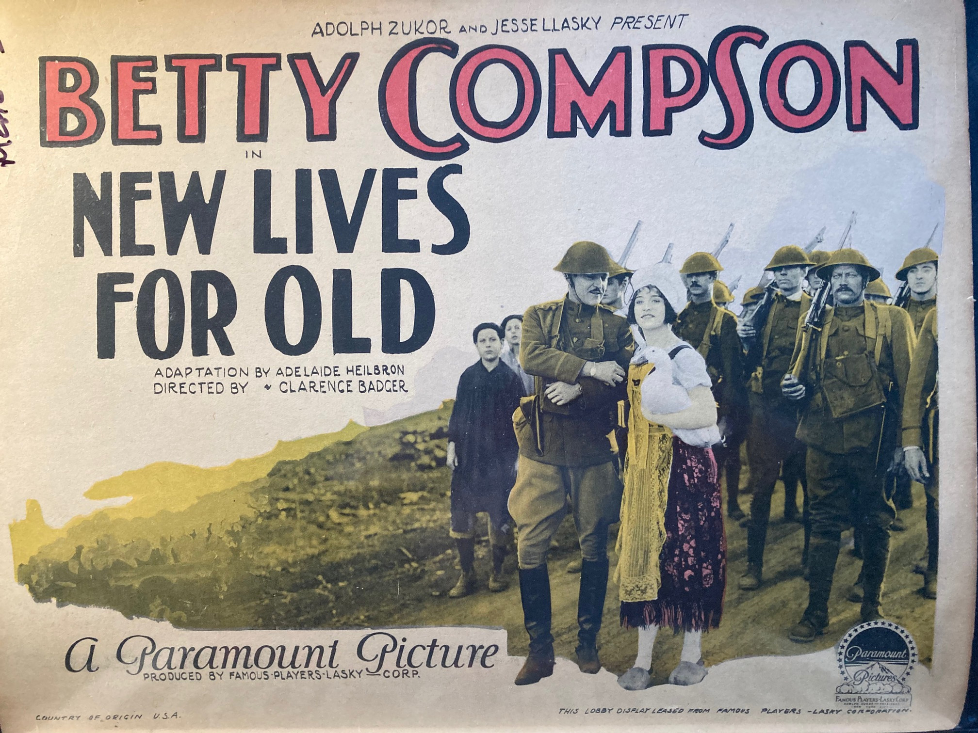 Silent Film Lobby Cards. Set of 3 Paramount Productions