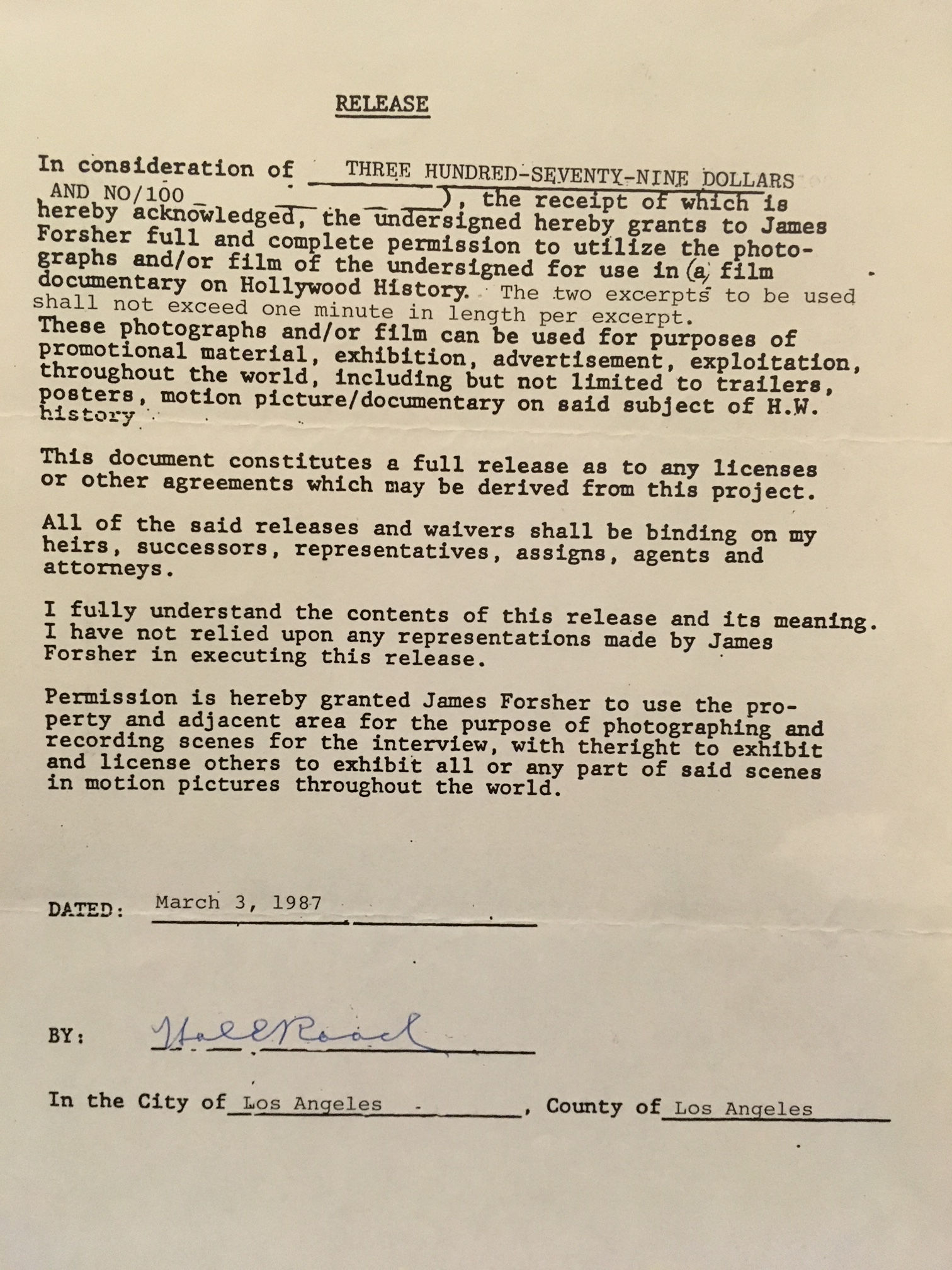 Hal Roach filmed interviews 1984