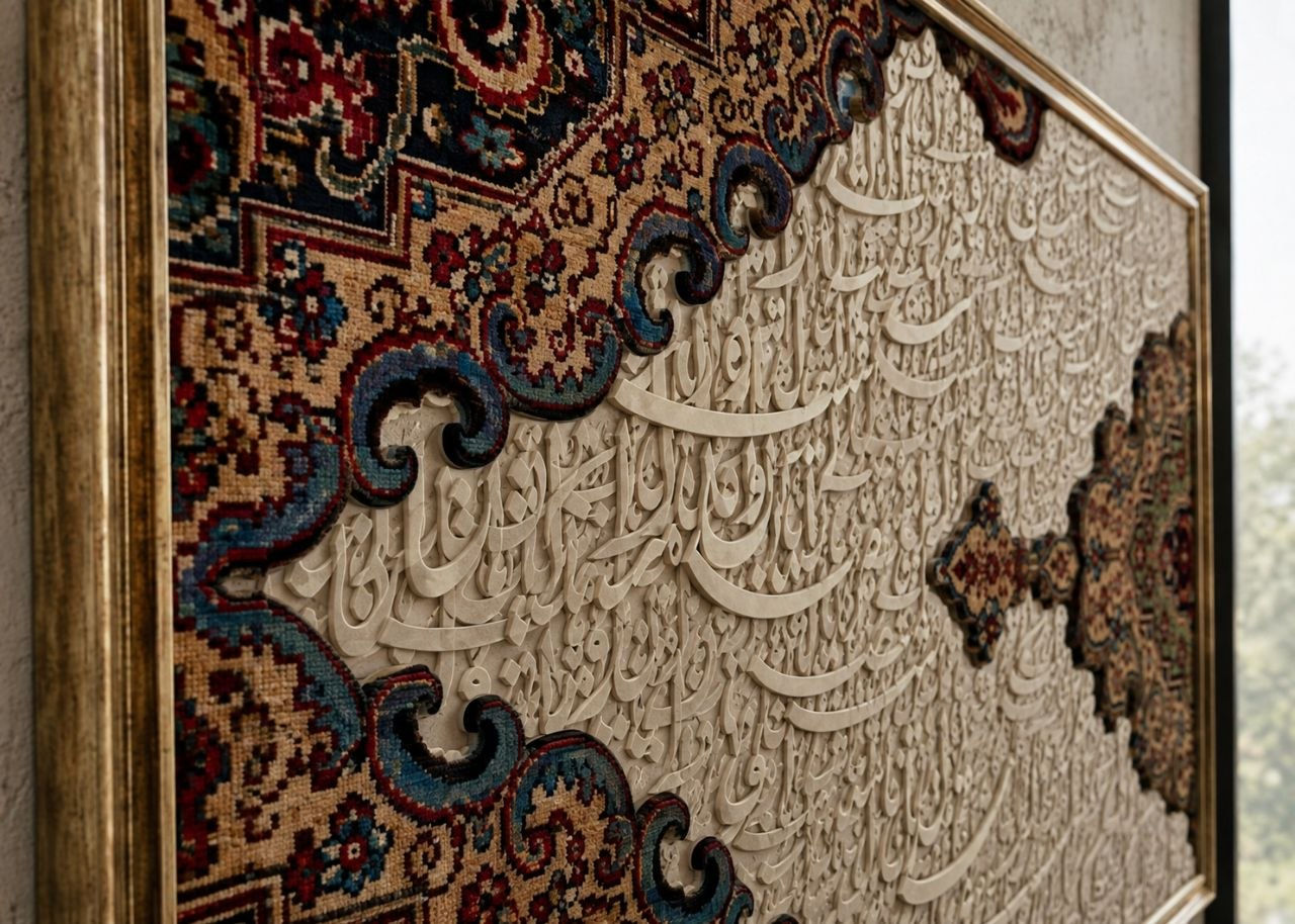 Close-up of Persian rug wall art texture