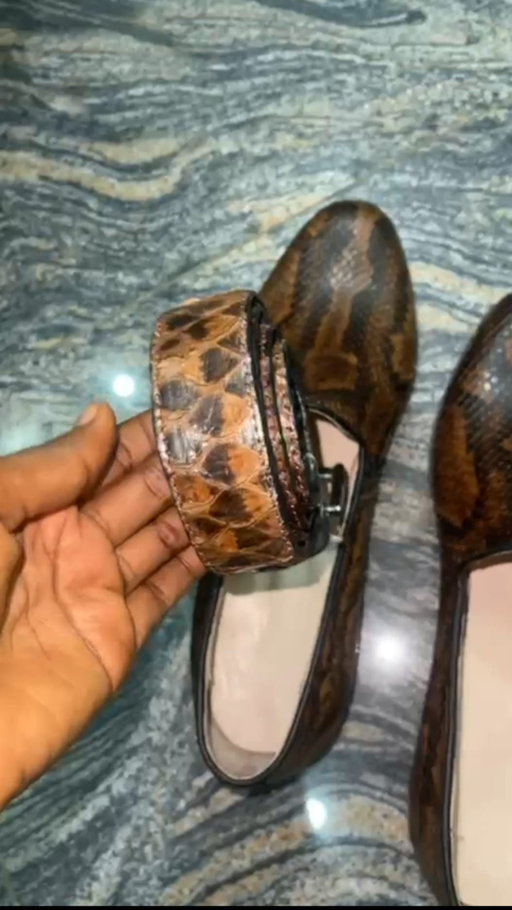 Handmade Snakeskin Leather Belt