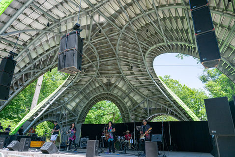 A band performing on the Chrysalis stage