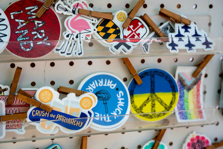 Close up image of stickers