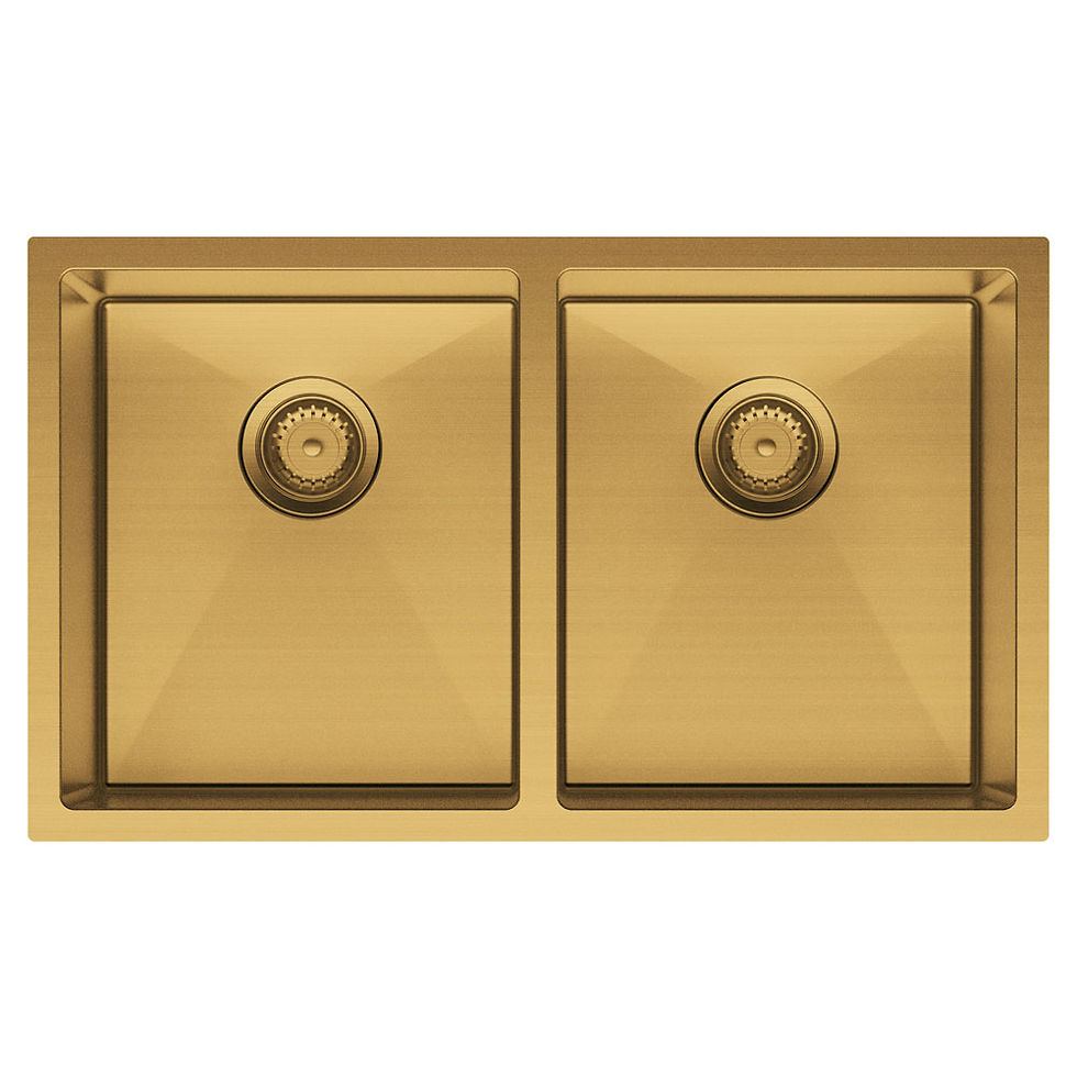 Thumbnail: Fienza Hana Double Bowl Sink - PVD Rugged Brass