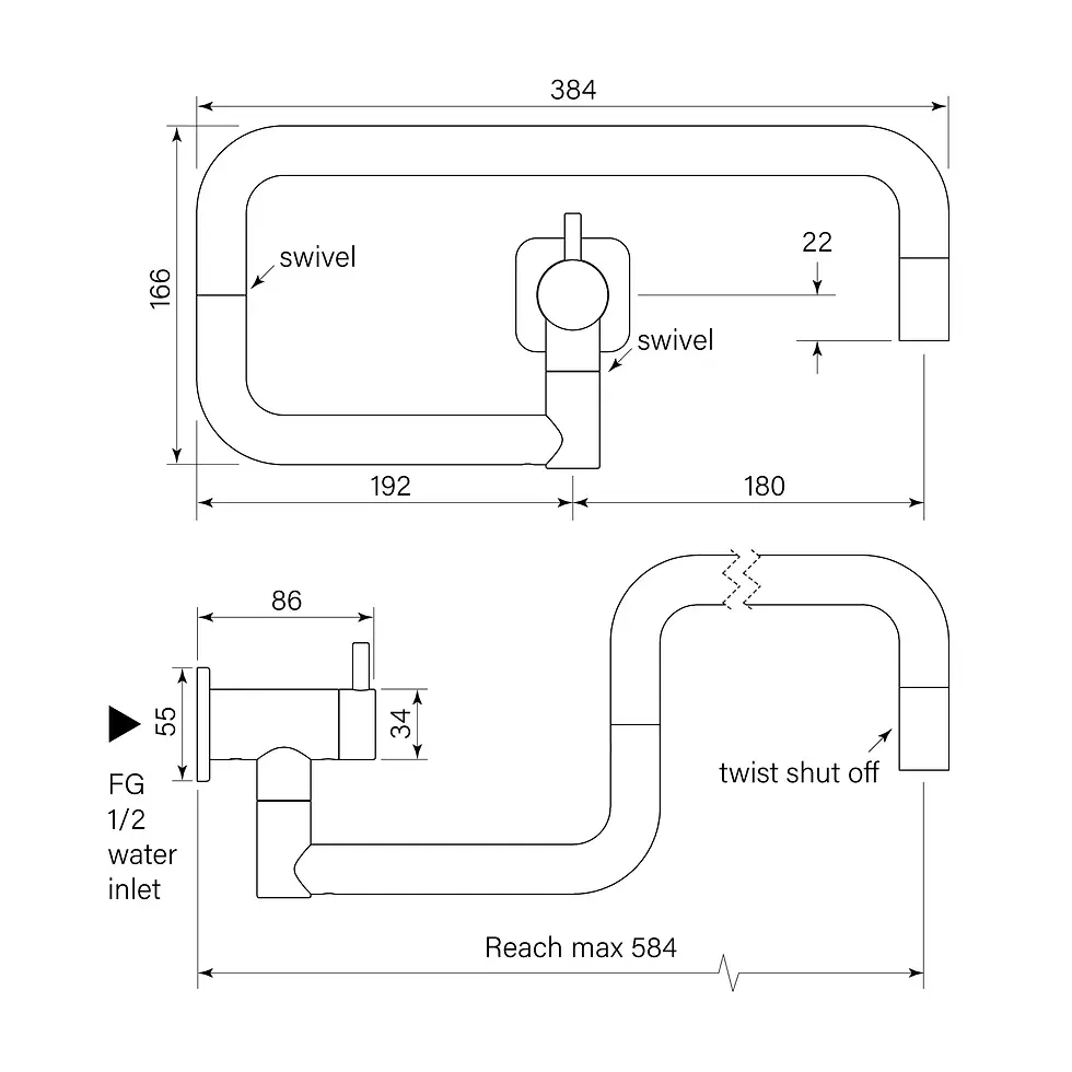 Thumbnail: Faucet Strommen Zeos Wall Pot Filler