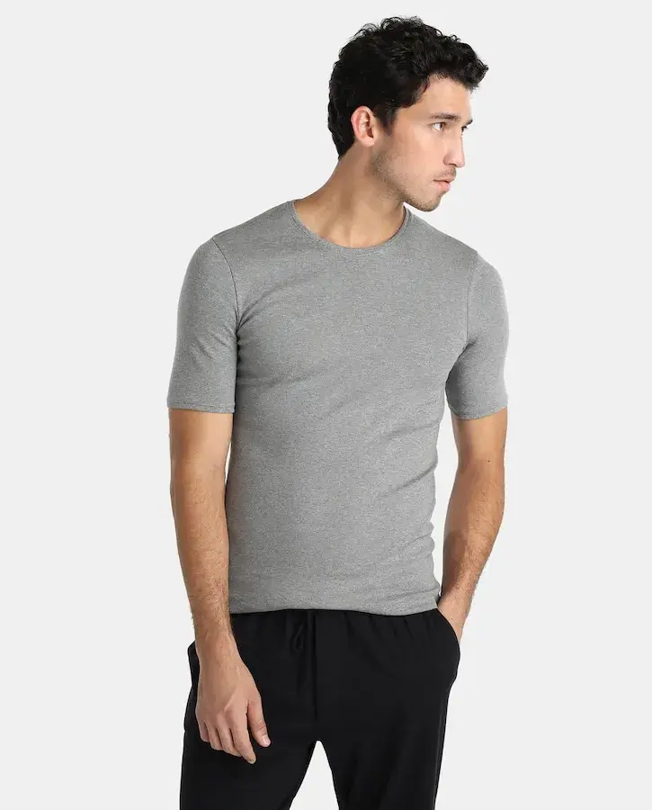 Camisola Interior Manga Curta Homem Cinzento